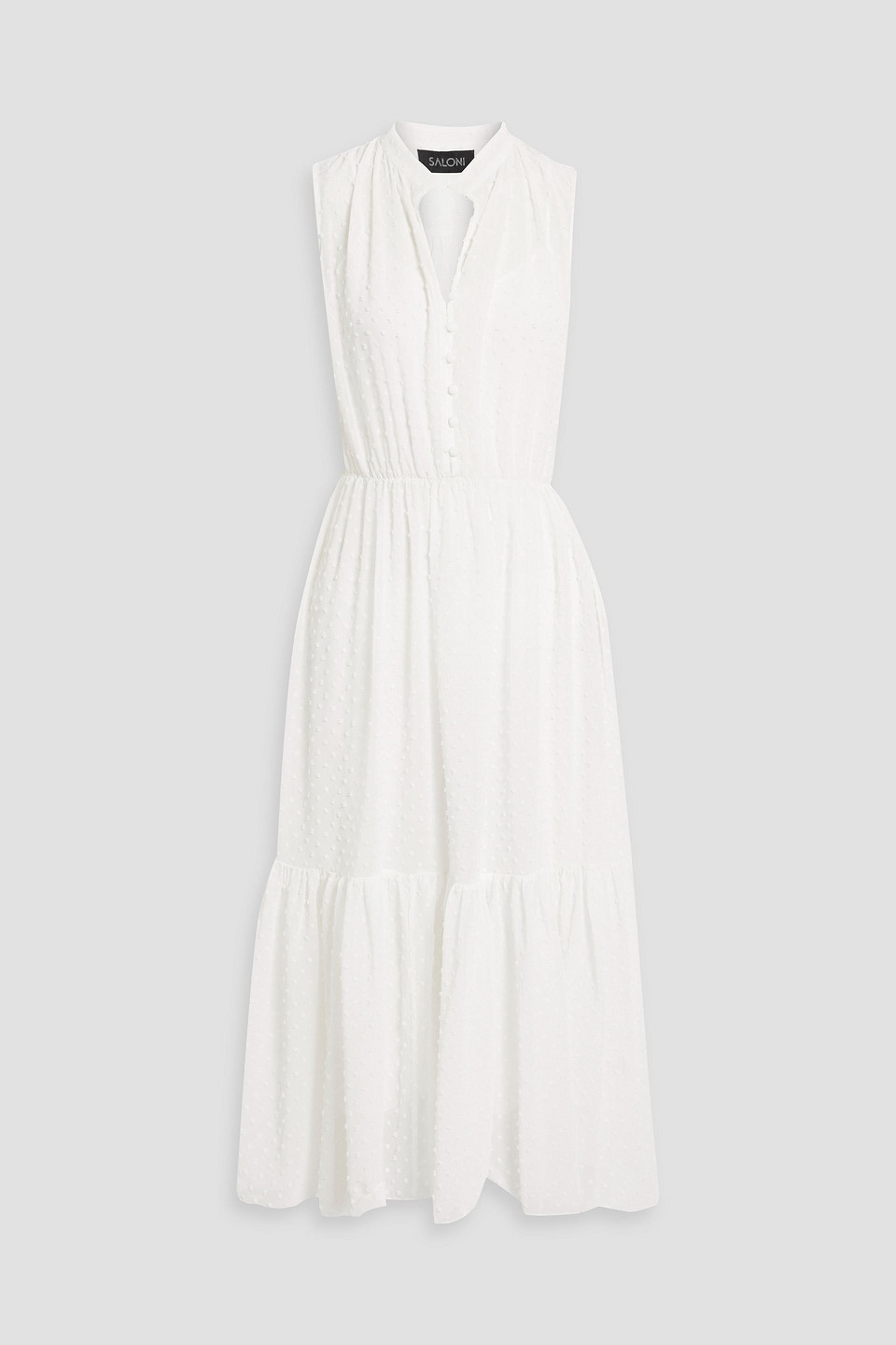 Saloni Alexia Swiss-dot Georgette Midi Dress In White