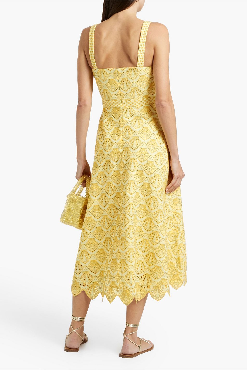 SALONI Aubrey broderie anglaise cotton midi dress