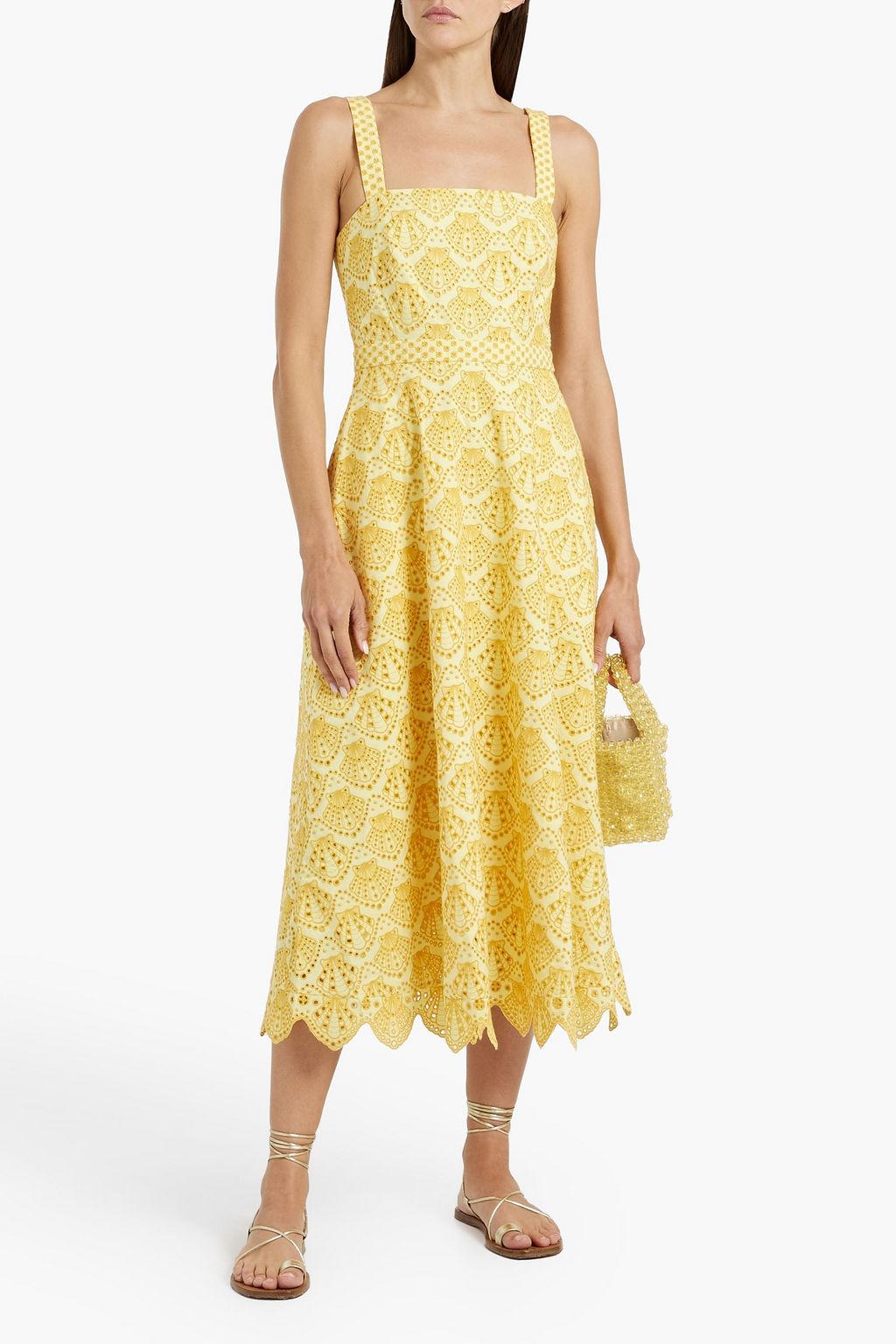 SALONI Aubrey broderie anglaise cotton midi dress