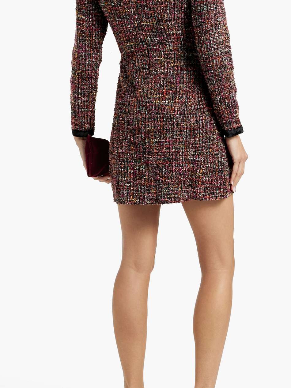 camille embellished velvet-trimmed tweed mini dress