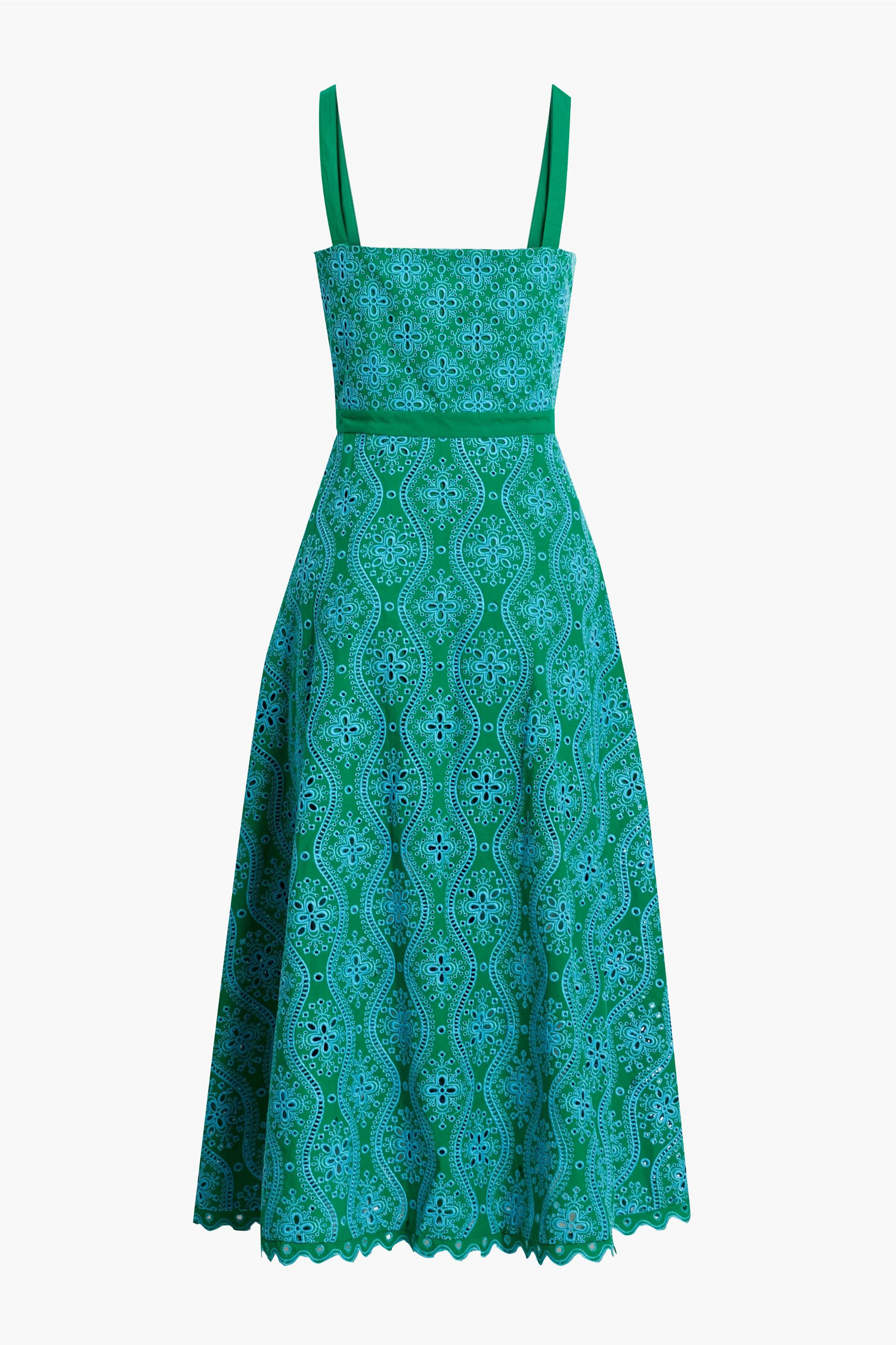 Saloni Fara broderie anglaise cotton midi dress