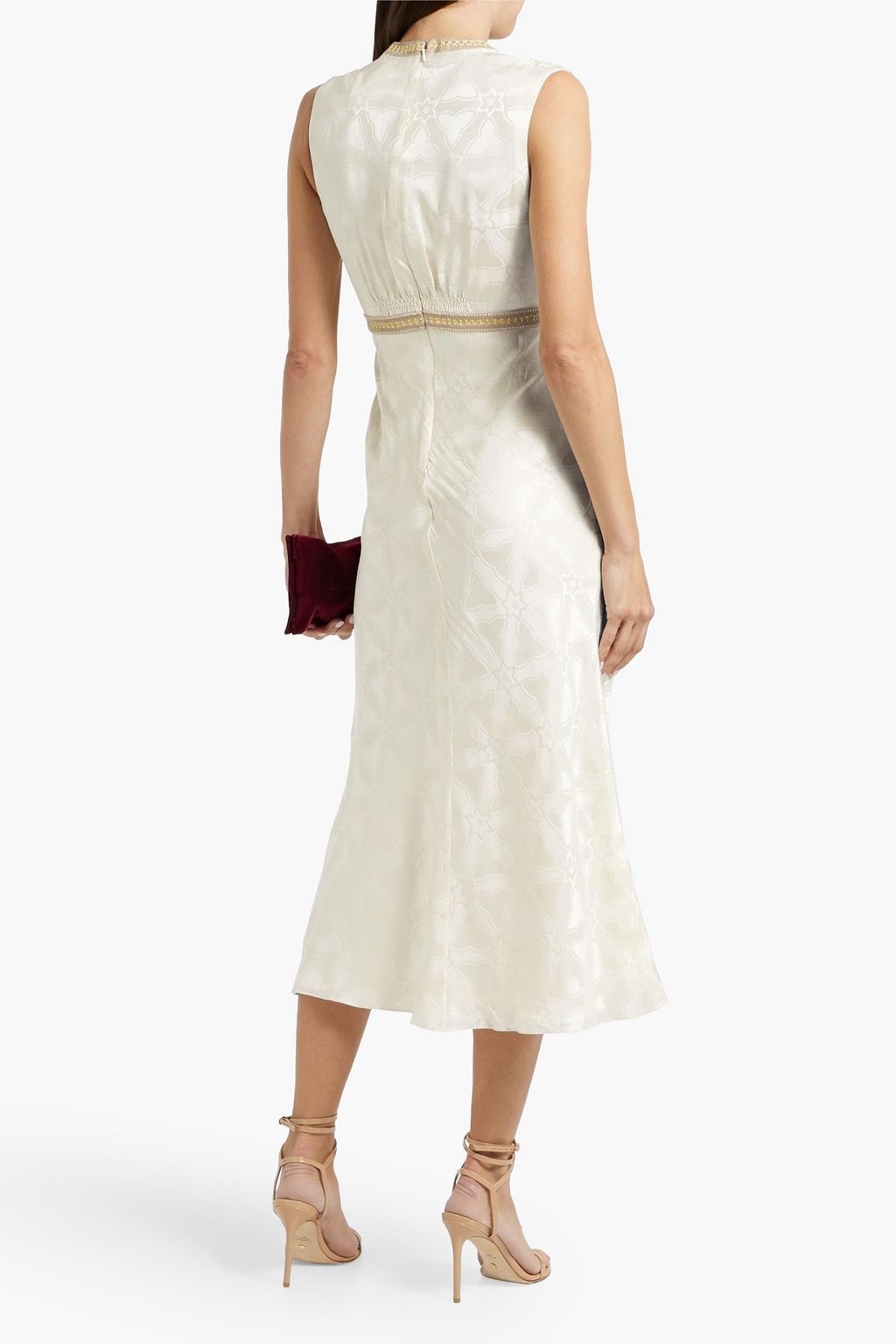 SALONI Tabitha metallic embroidered silk-jacquard midi dress