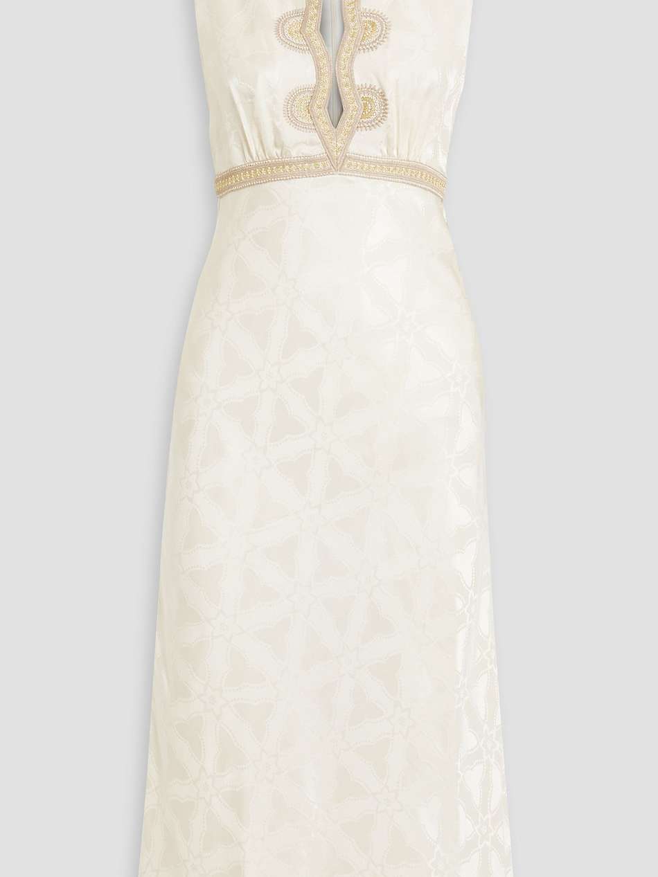 tabitha metallic embroidered silk-jacquard midi dress