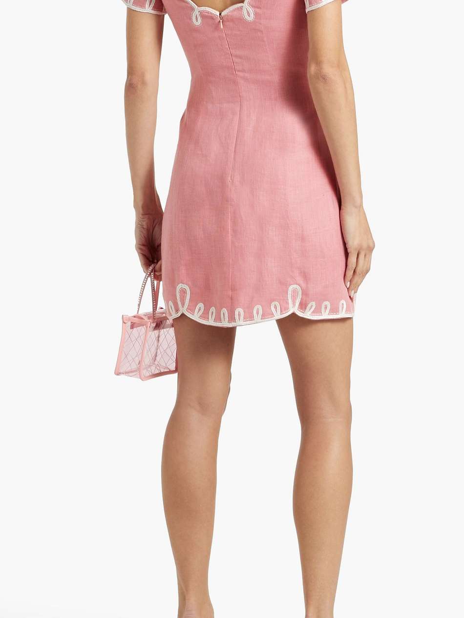 halle embroidered cutout linen mini dress