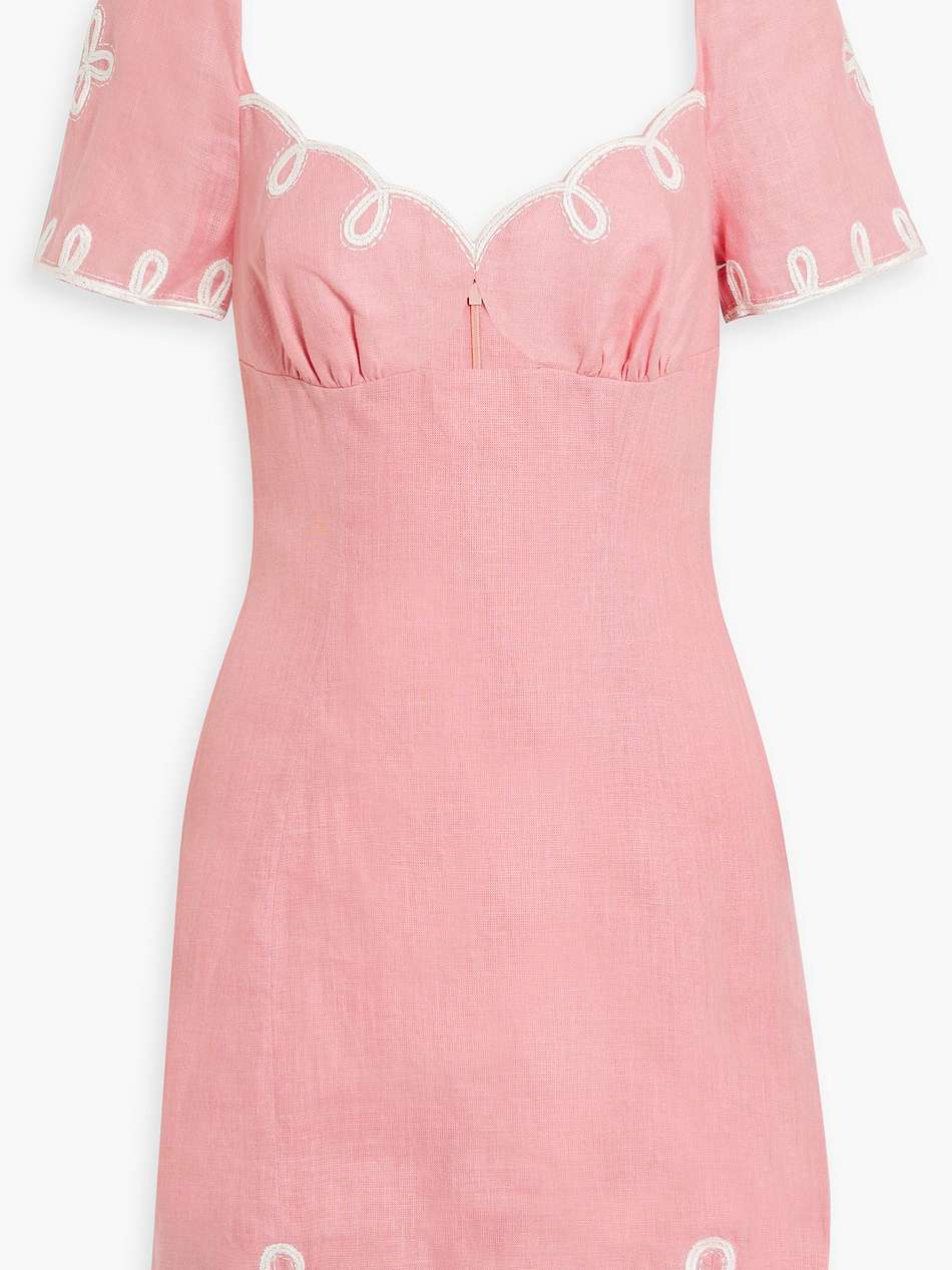 halle embroidered cutout linen mini dress