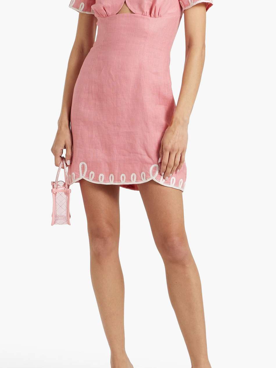 halle embroidered cutout linen mini dress