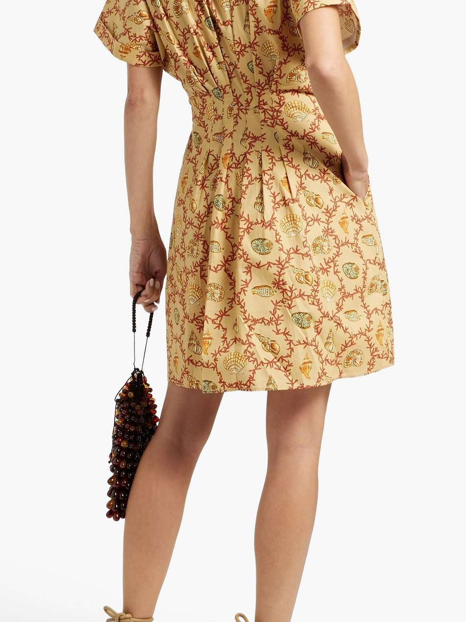 riya printed cotton-poplin mini shirt dress