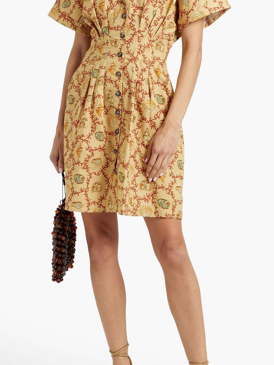 riya printed cotton-poplin mini shirt dress