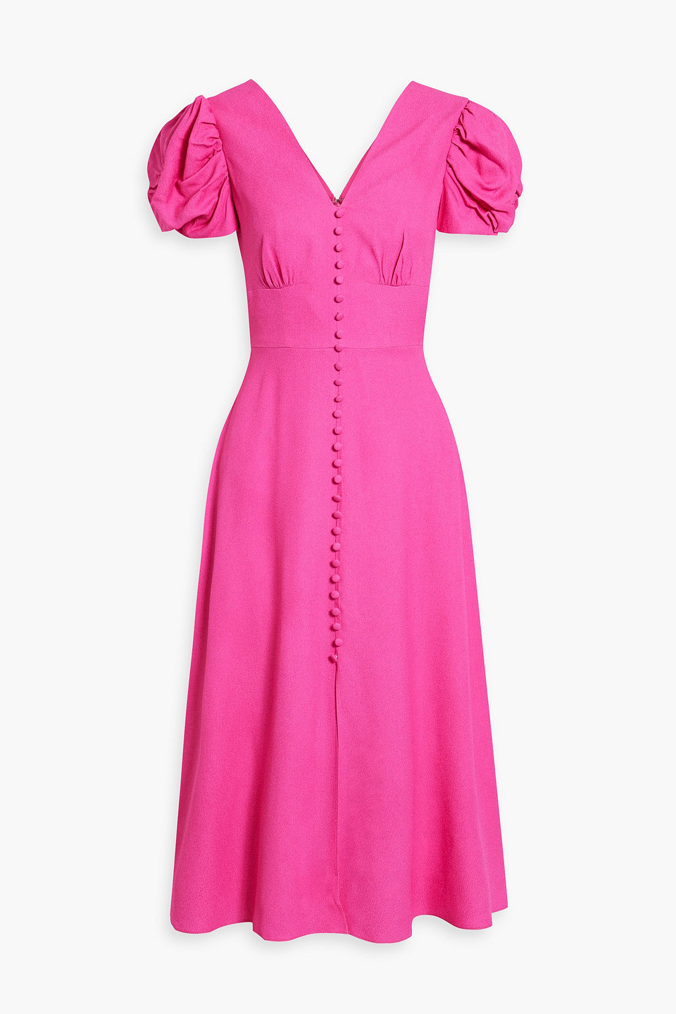 Saloni Margot Embellished Crepe Midi Dress In Bright Pink
