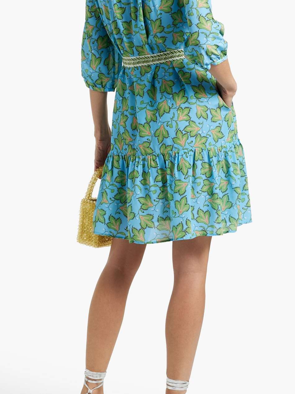 tyra belted floral-print silk crepe de chine mini dress