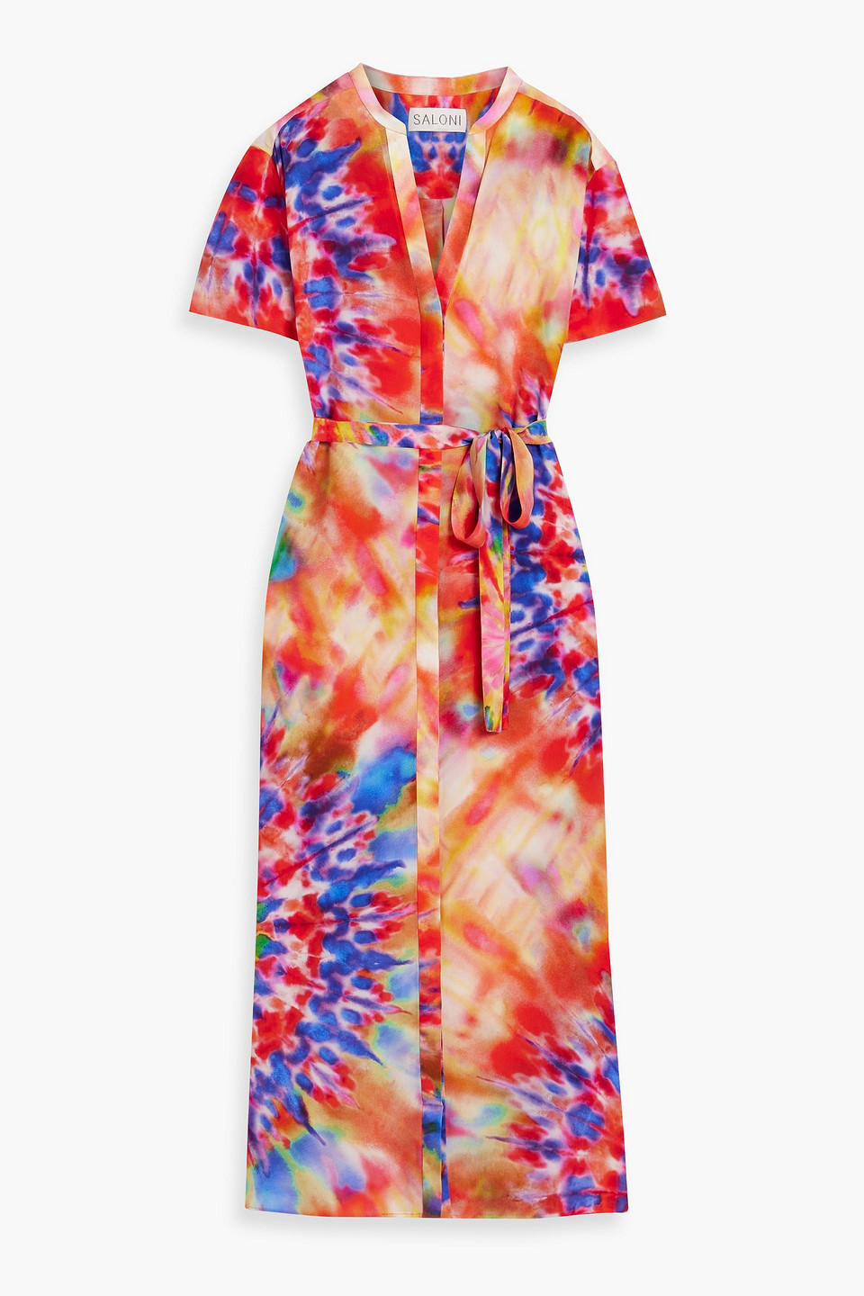 Saloni Vicki Tie-dyed Silk Crepe De Chine Midi Dress In Multicolor