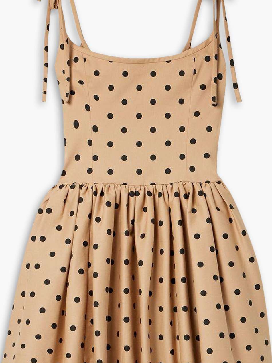 gathered polka-dot faille mini dress