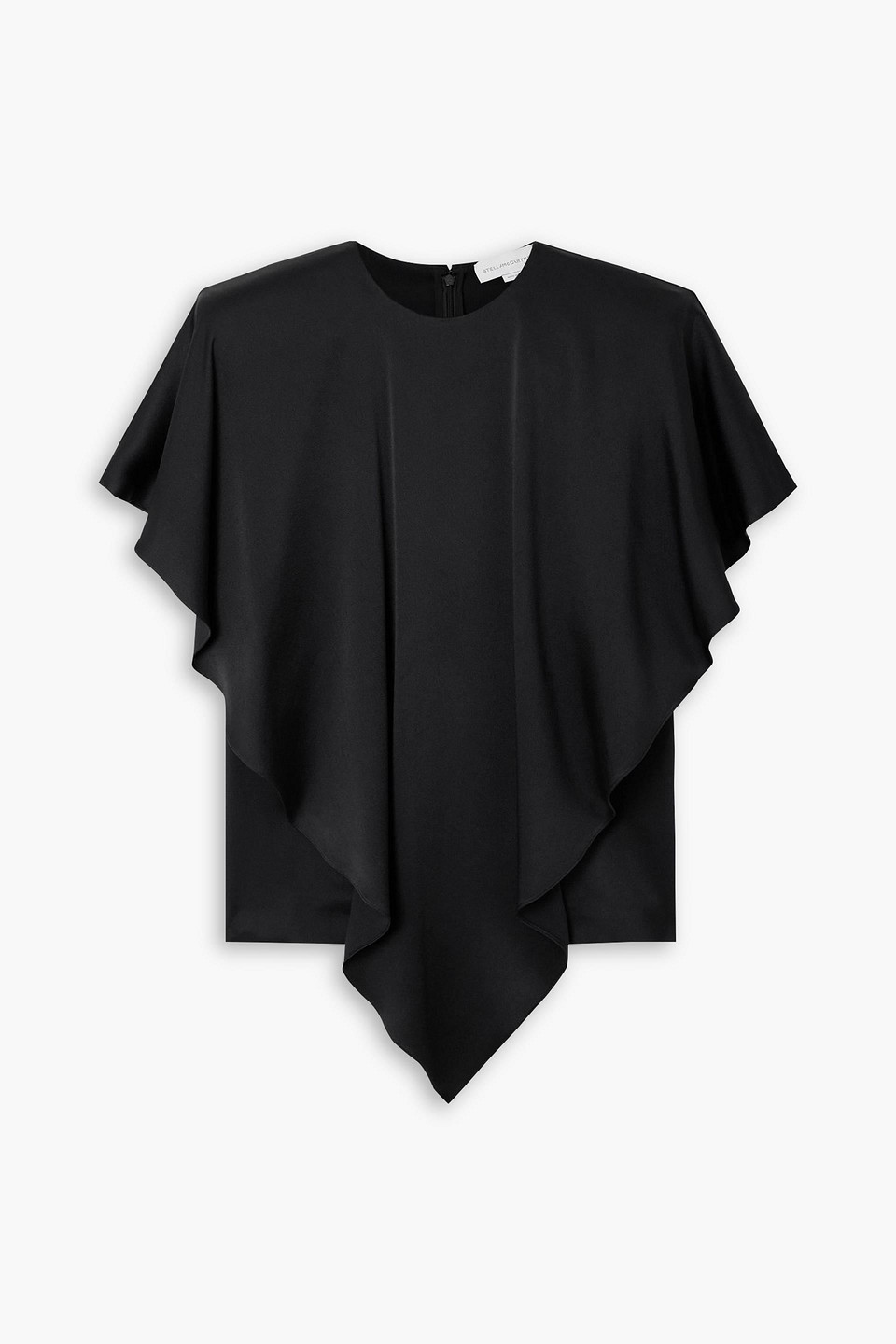 Stella Mccartney Asymmetric Layered Satin Blouse In Black