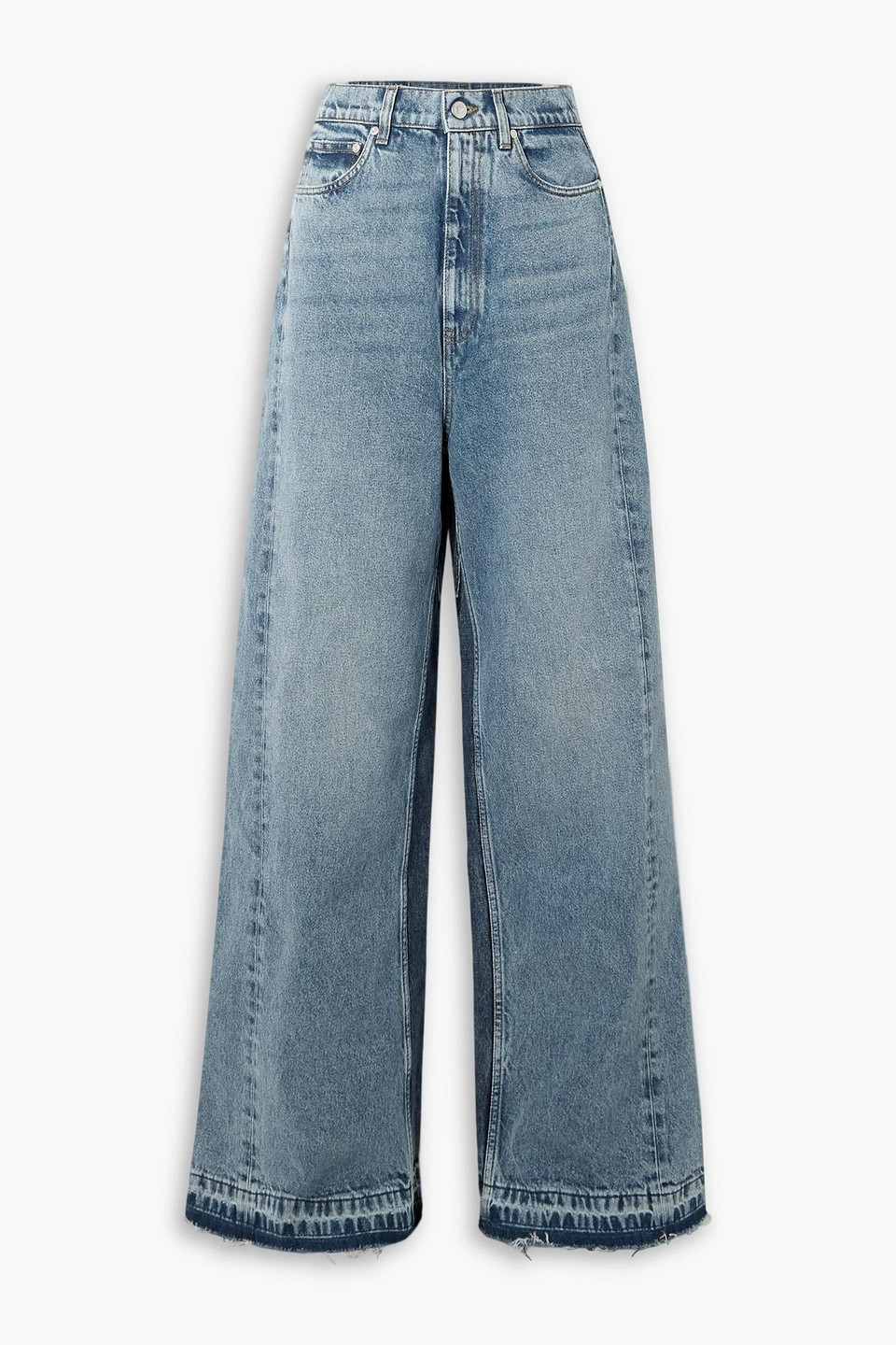 stella mccartney - frayed two-tone mid-rise wide-leg jeans - blue - 24