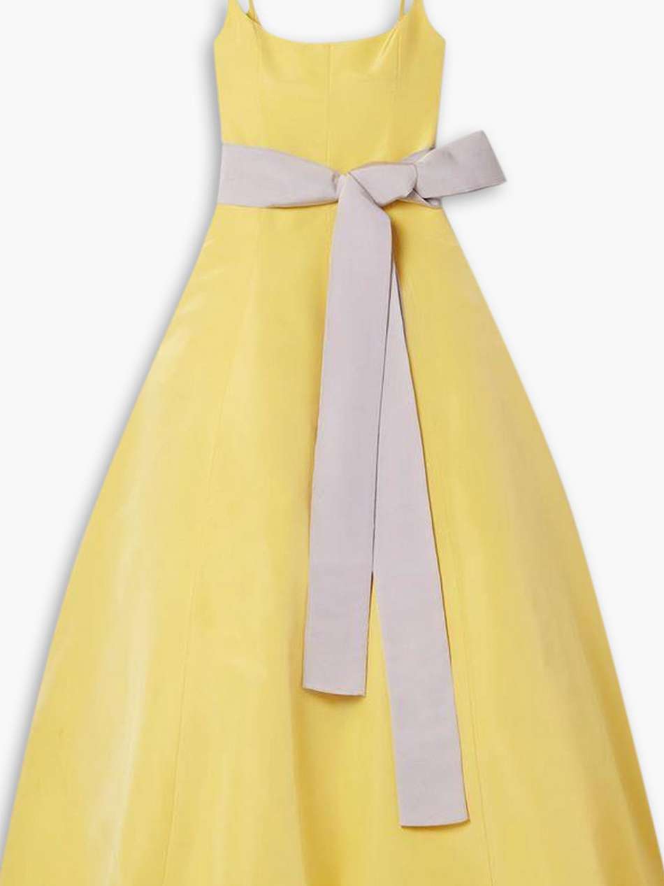 belted silk-faille gown