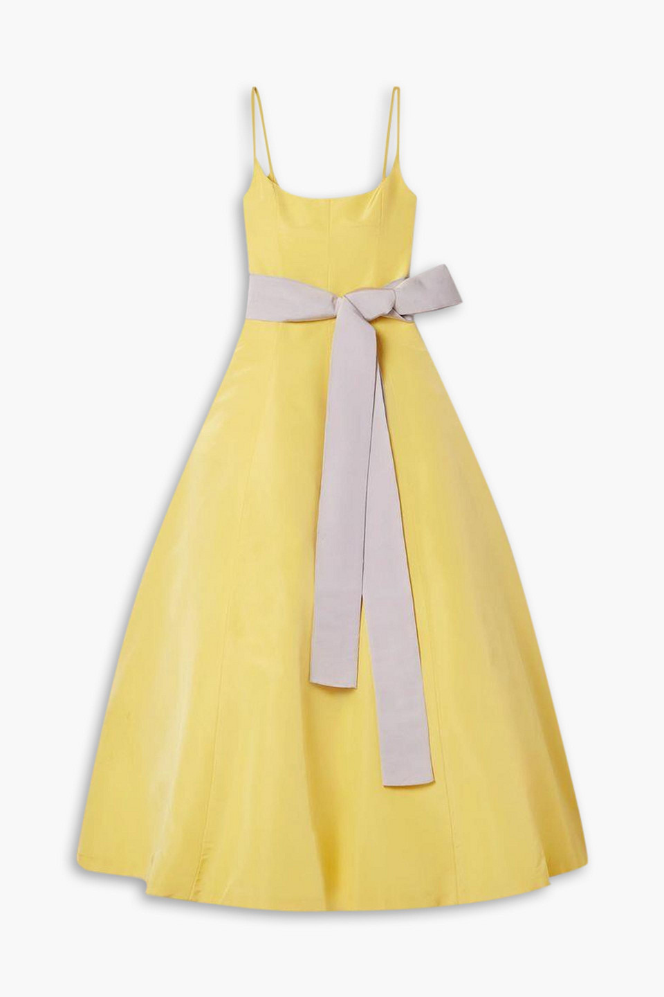 Carolina Herrera Belted Silk-faille Gown In Yellow