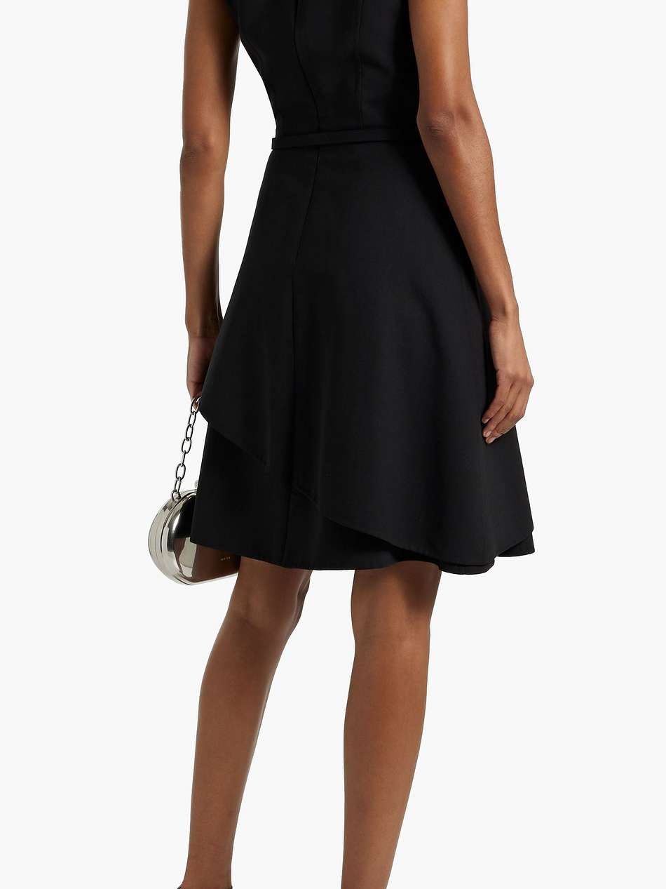 belted layered wool-blend dress
