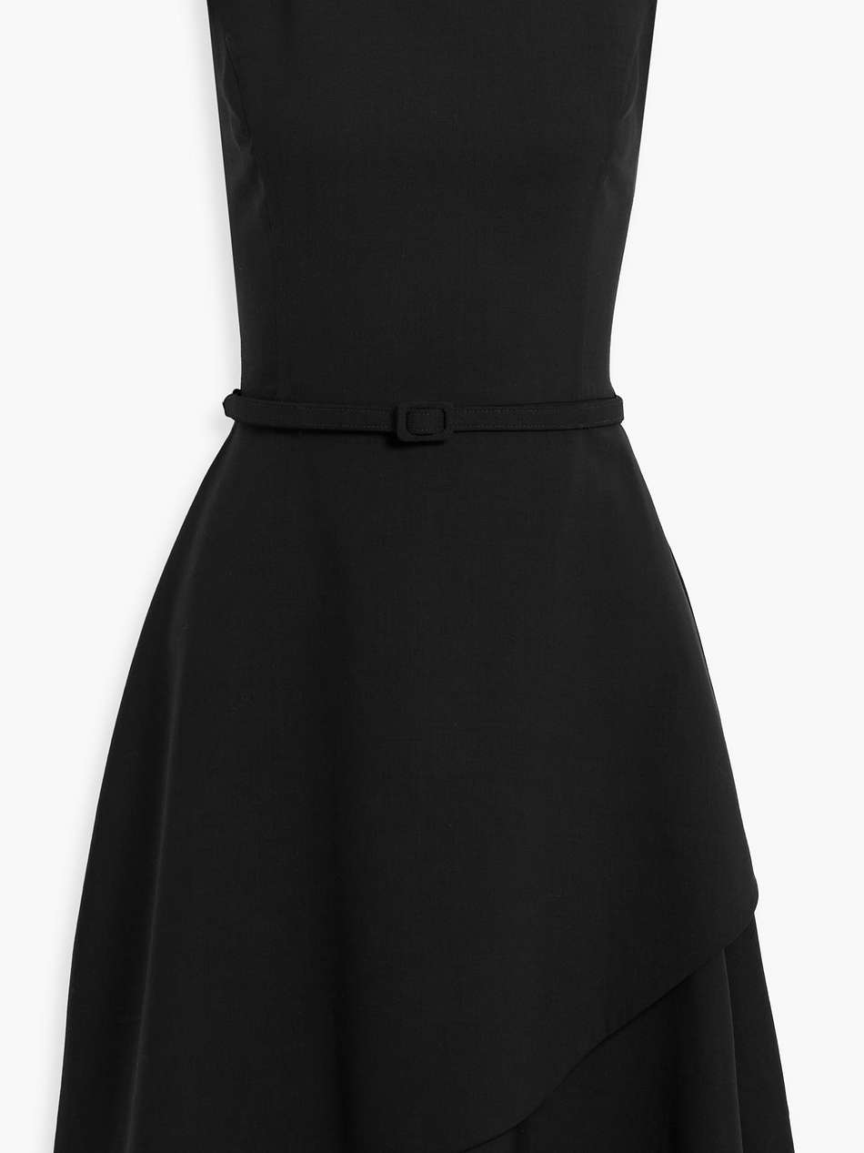 belted layered wool-blend dress