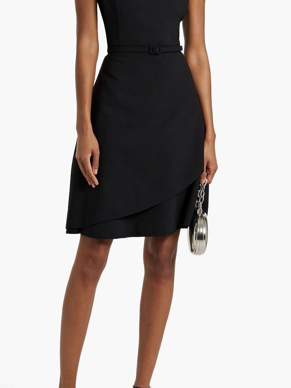 belted layered wool-blend dress