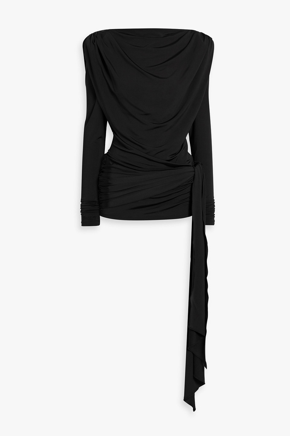 Rotate Birger Christensen Draped Stretch-jersey Top In Black