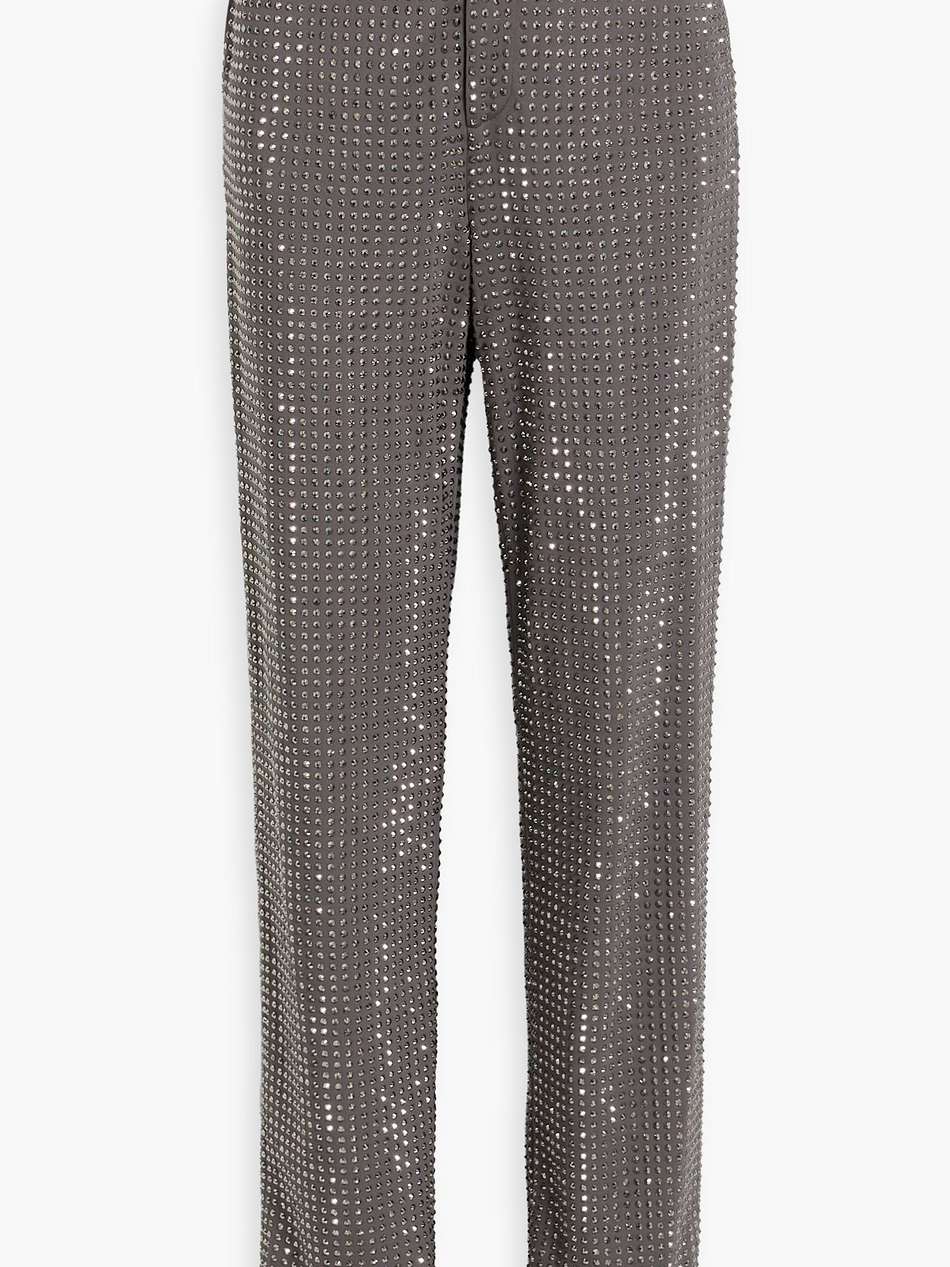 crystal-embellished crepe straight-leg pants