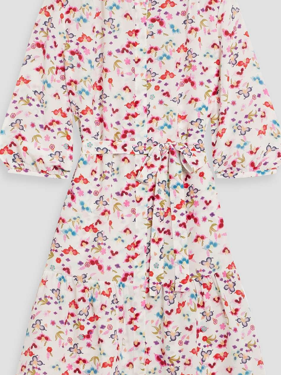 tyra belted floral-print silk crepe de chine mini dress