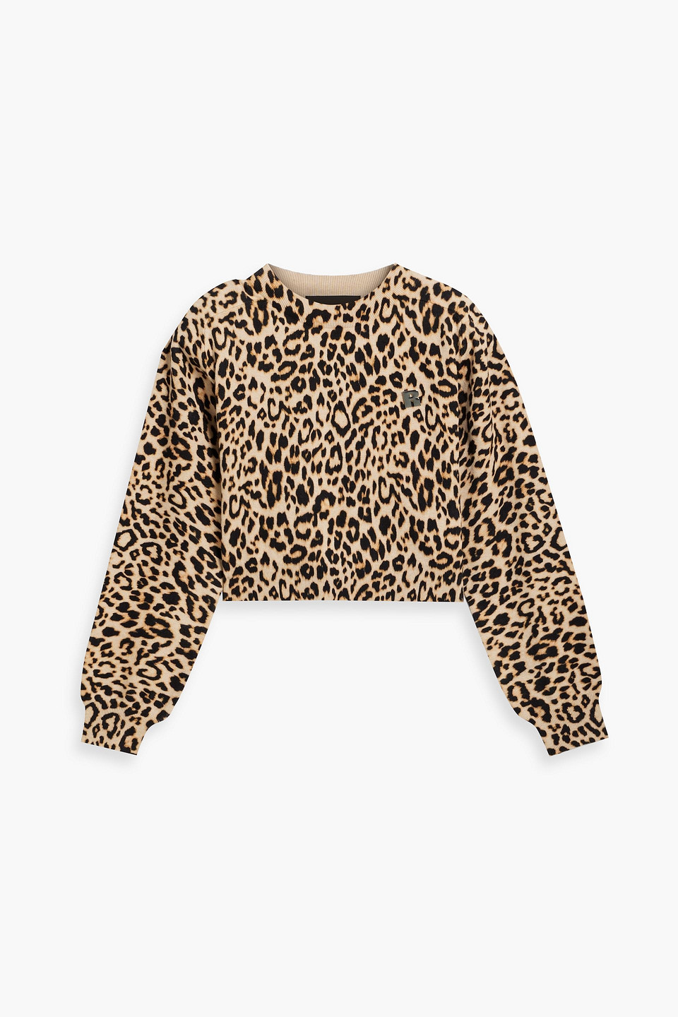 Rotate Birger Christensen Leopard-print Cropped Jumper In Animal Print