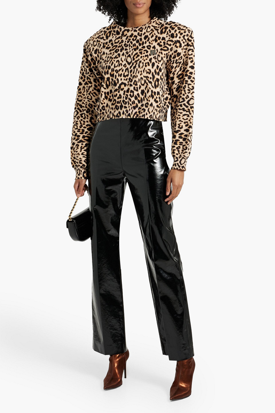 ROTATE BIRGER CHRISTENSEN EMBELLISHED LEOPARD-PRINT COTTON AND CASHMERE-BLEND SWEATSHIRT