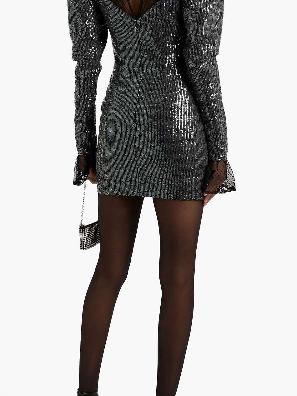 sequined embroidered cotton point d'esprit mini dress