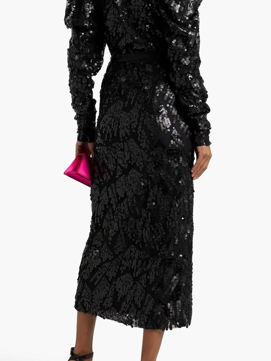sequined tulle midi wrap dress