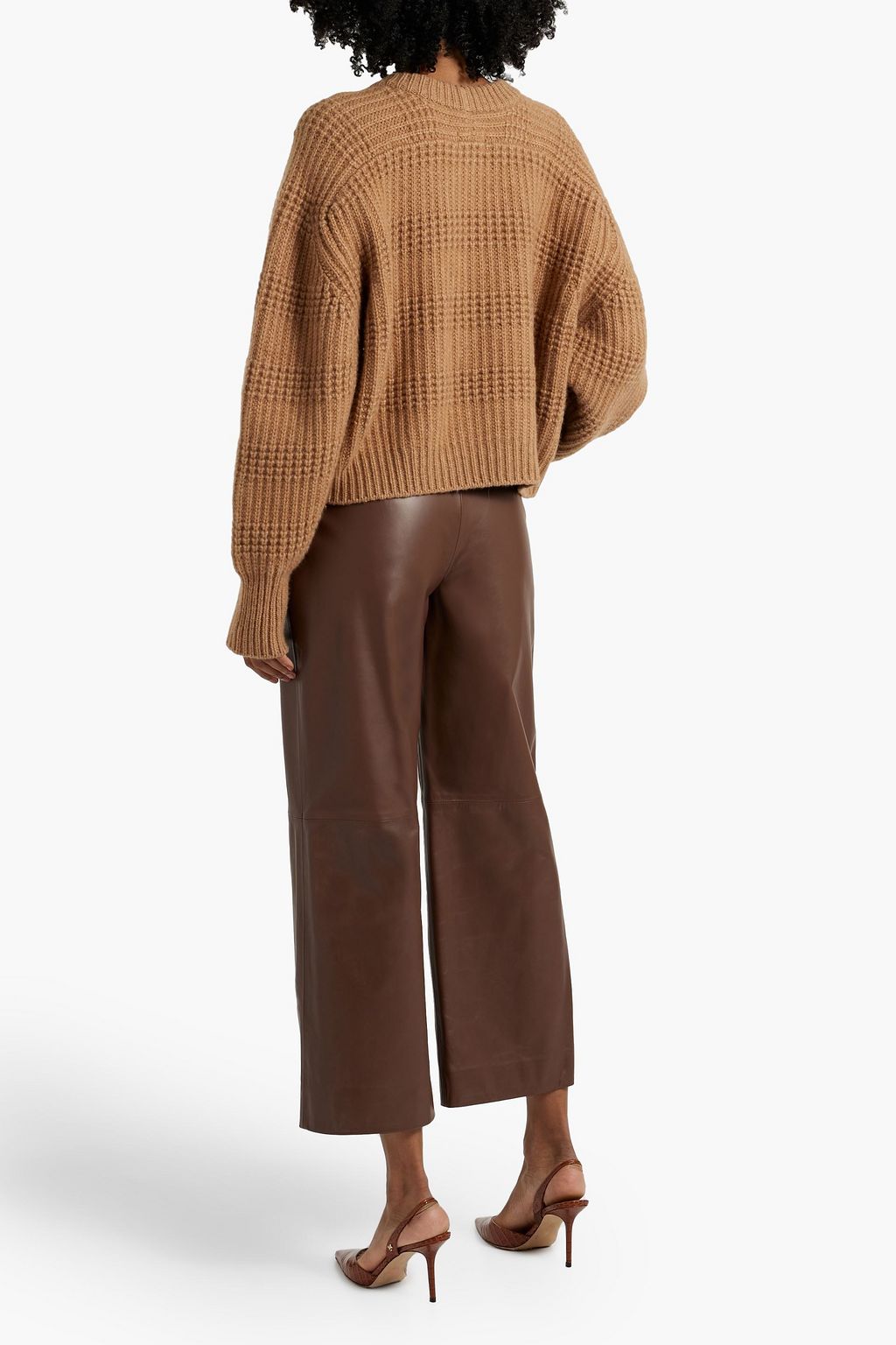 OSCAR DE LA RENTA Cropped leather wide-leg pants