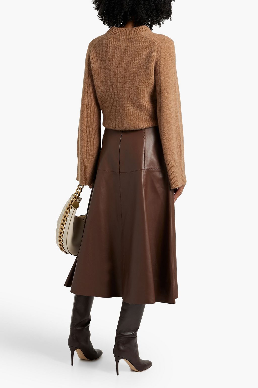 OSCAR DE LA RENTA Belted leather midi skirt