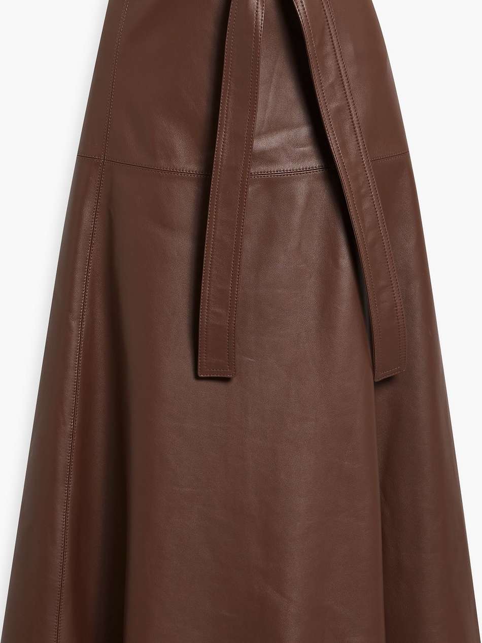 belted leather midi skirt