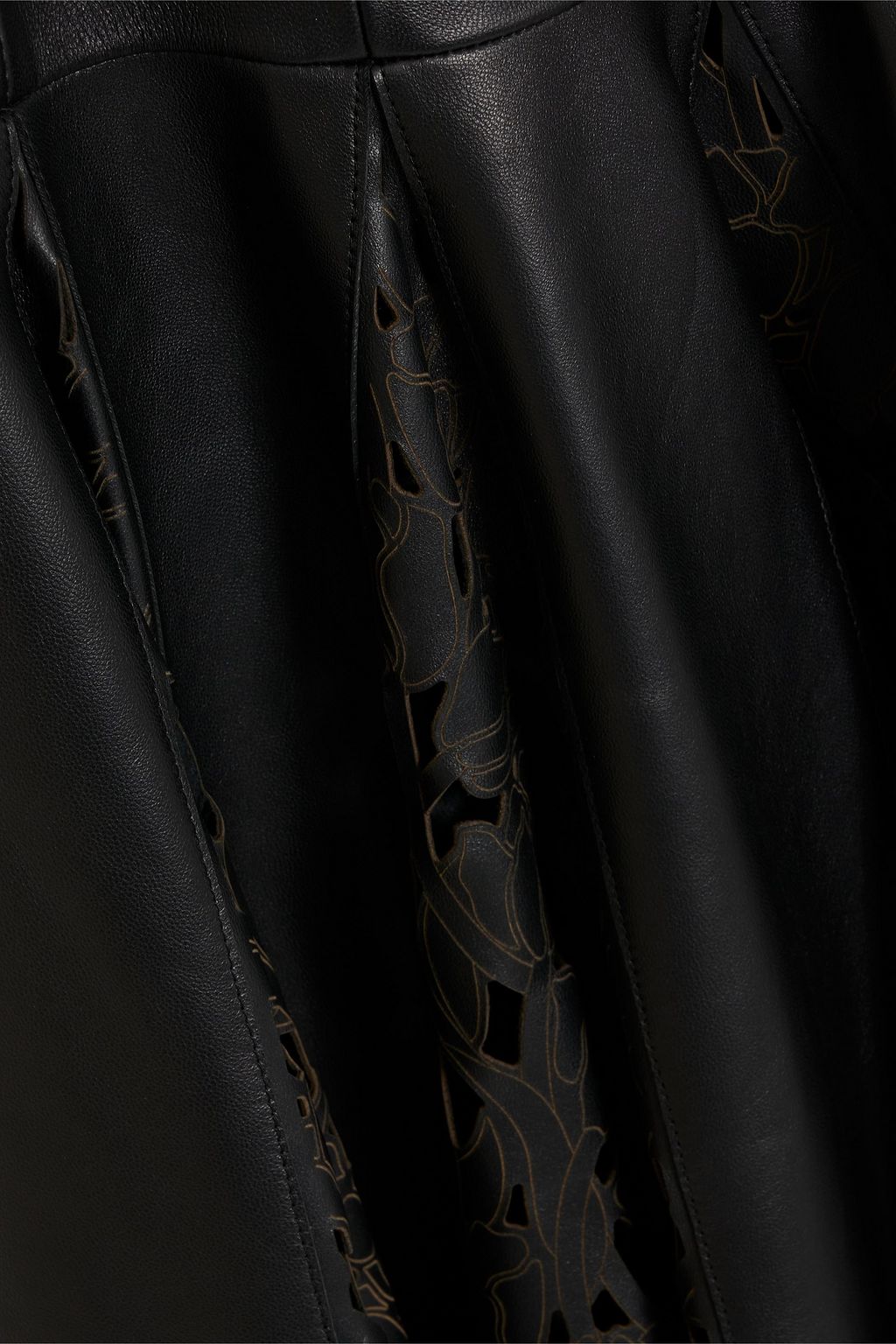 OSCAR DE LA RENTA Laser-cut leather halterneck midi dress