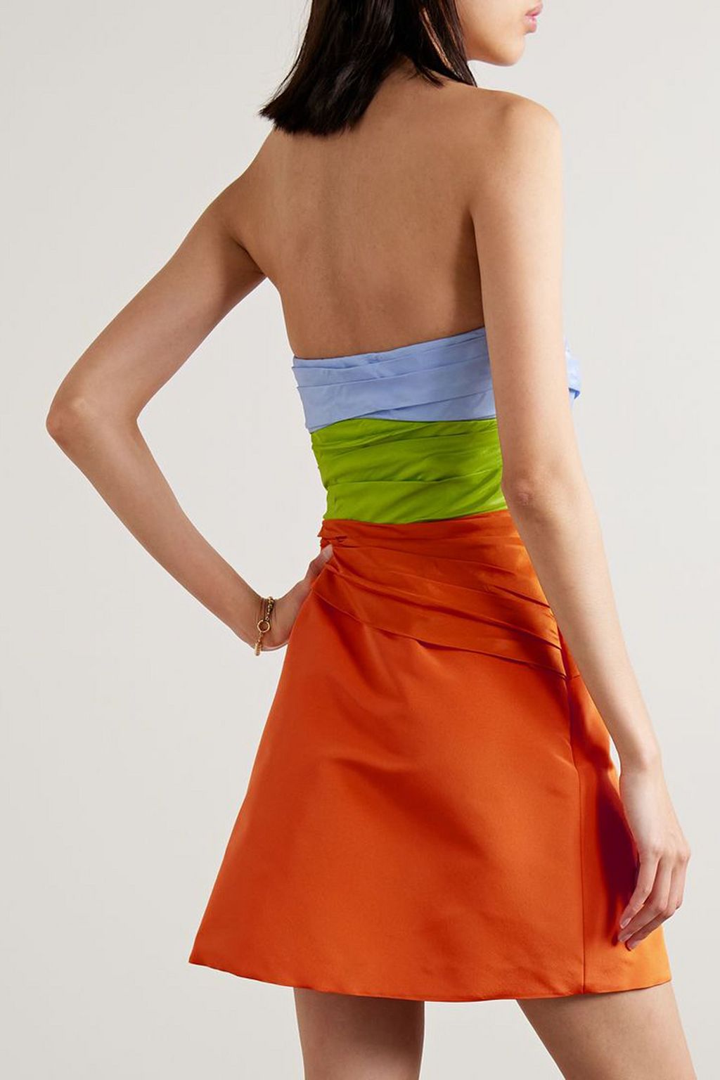 CAROLINA HERRERA Strapless color-block silk-faille mini dress