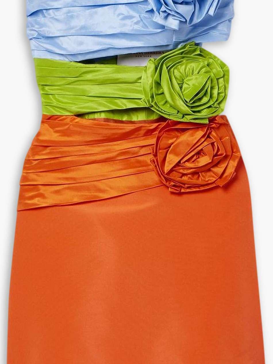 strapless color-block silk-faille mini dress