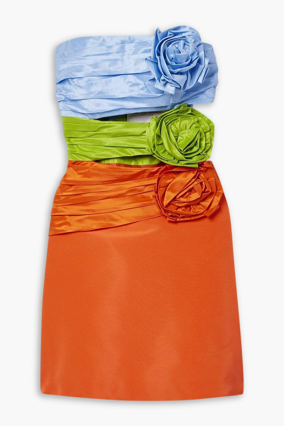 Strapless color-block silk-faille mini dress
