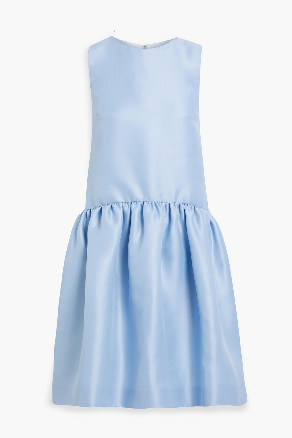 baby blue bridesmaid dresses Off-Shoulder Sheath Pleated Satin Light Blue Bridesmaid Dress BD136 US16 / Custom Color main image 1