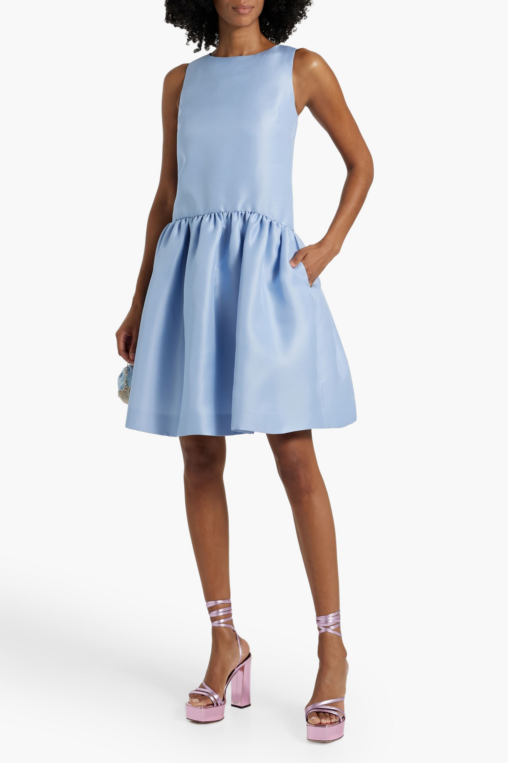 Oscar de la Renta Gathered duchesse silk-satin dress