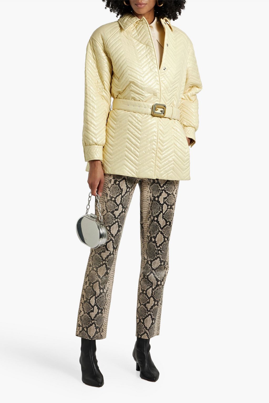 GUCCI Belted quilted shell jacket