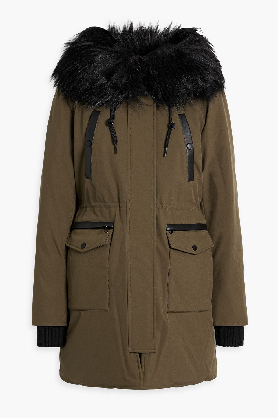 Rudsak Leather-trimmed Shell Down Coat In Army Green