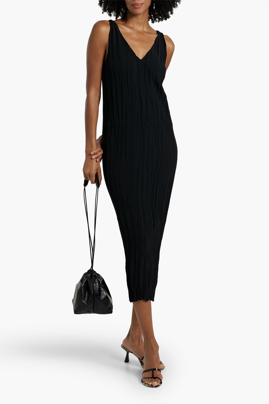 BITE STUDIOS Maisie plissé-woven midi dress