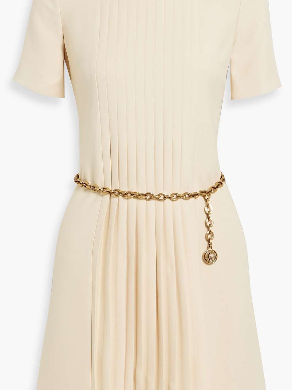 belted pleated silk and wool-blend mini dress