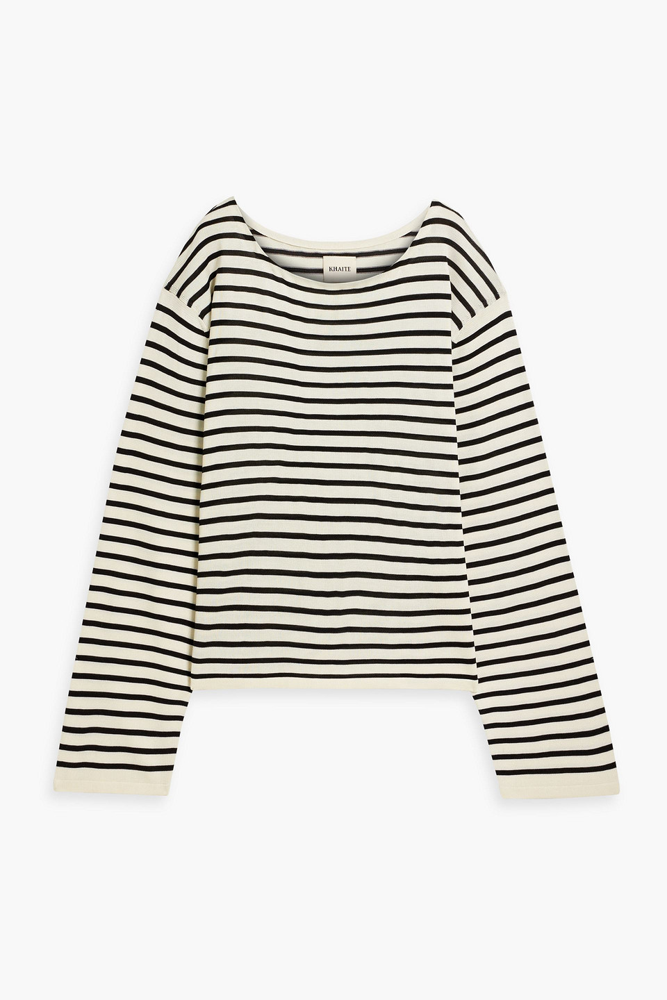 Khaite Casey Striped Silk Sweater In Black