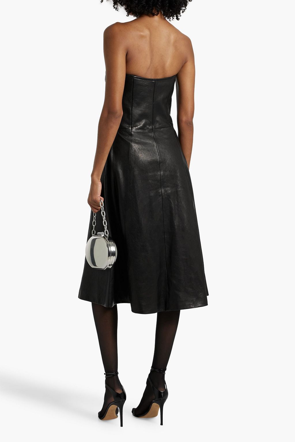 KHAITE Valerie strapless leather midi dress