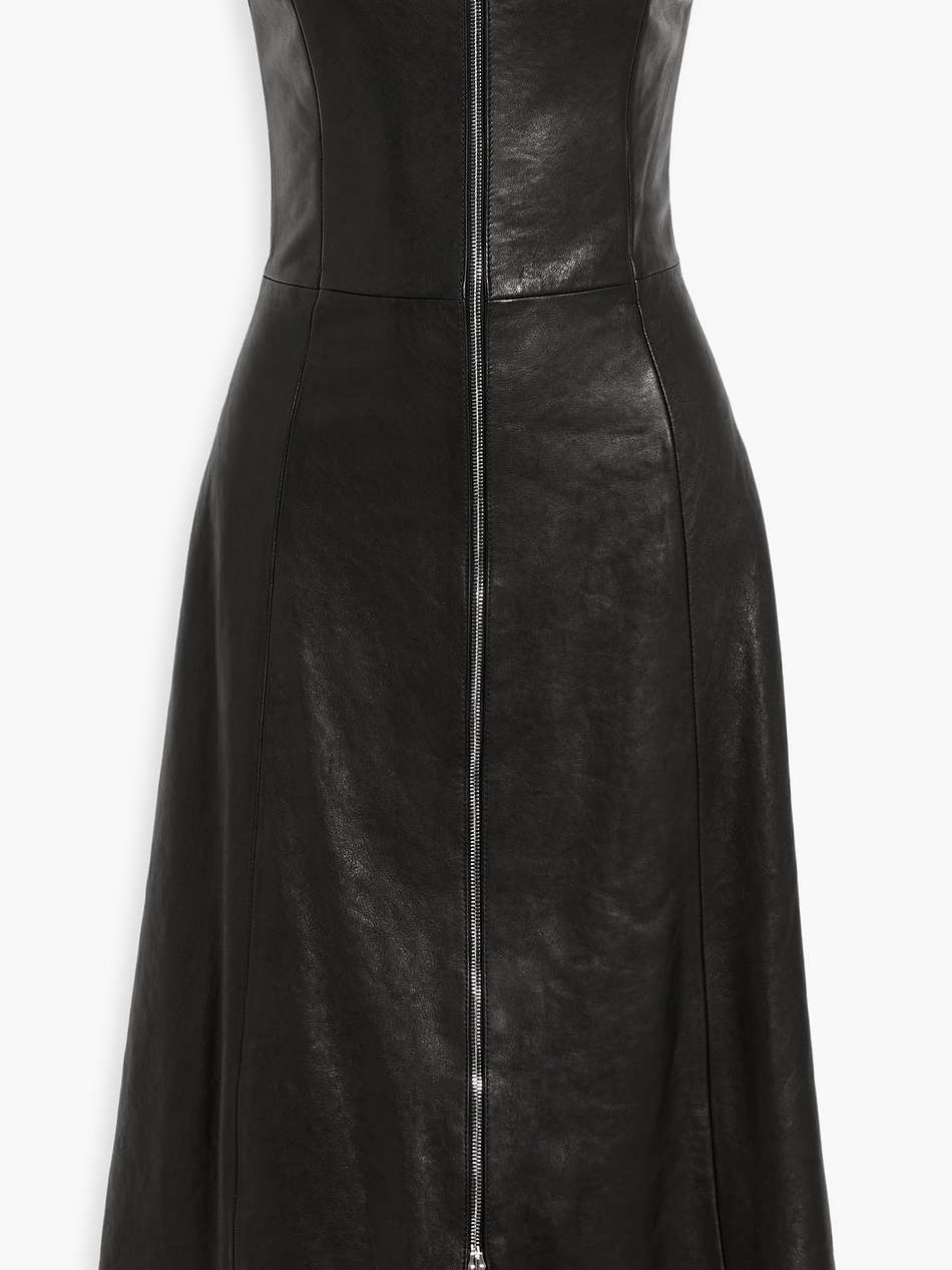 valerie strapless leather midi dress