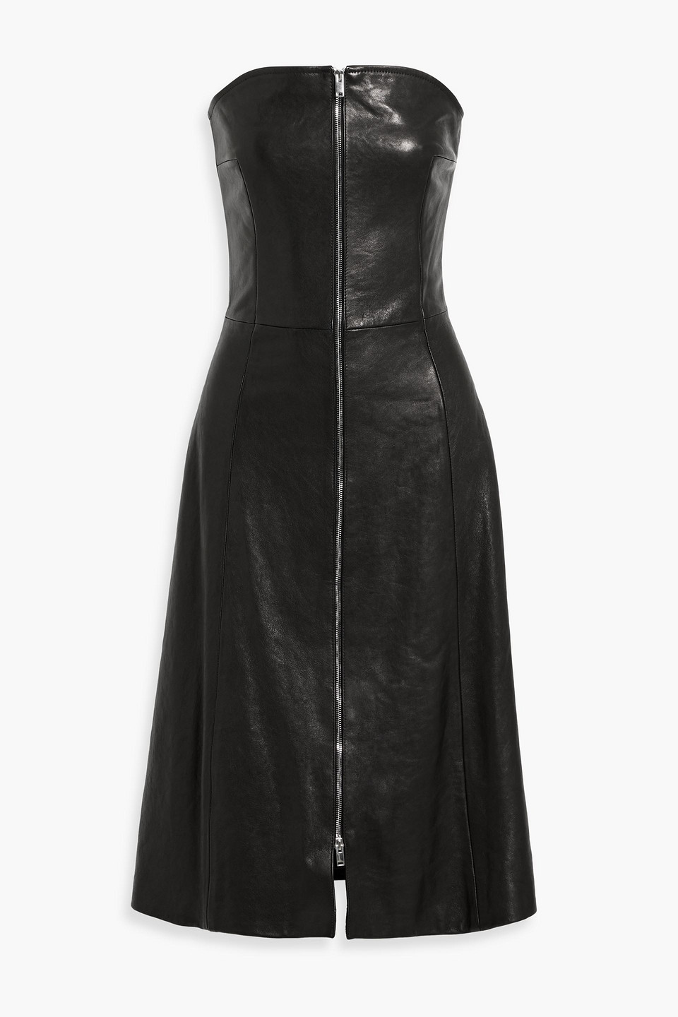 Valerie strapless leather midi dress