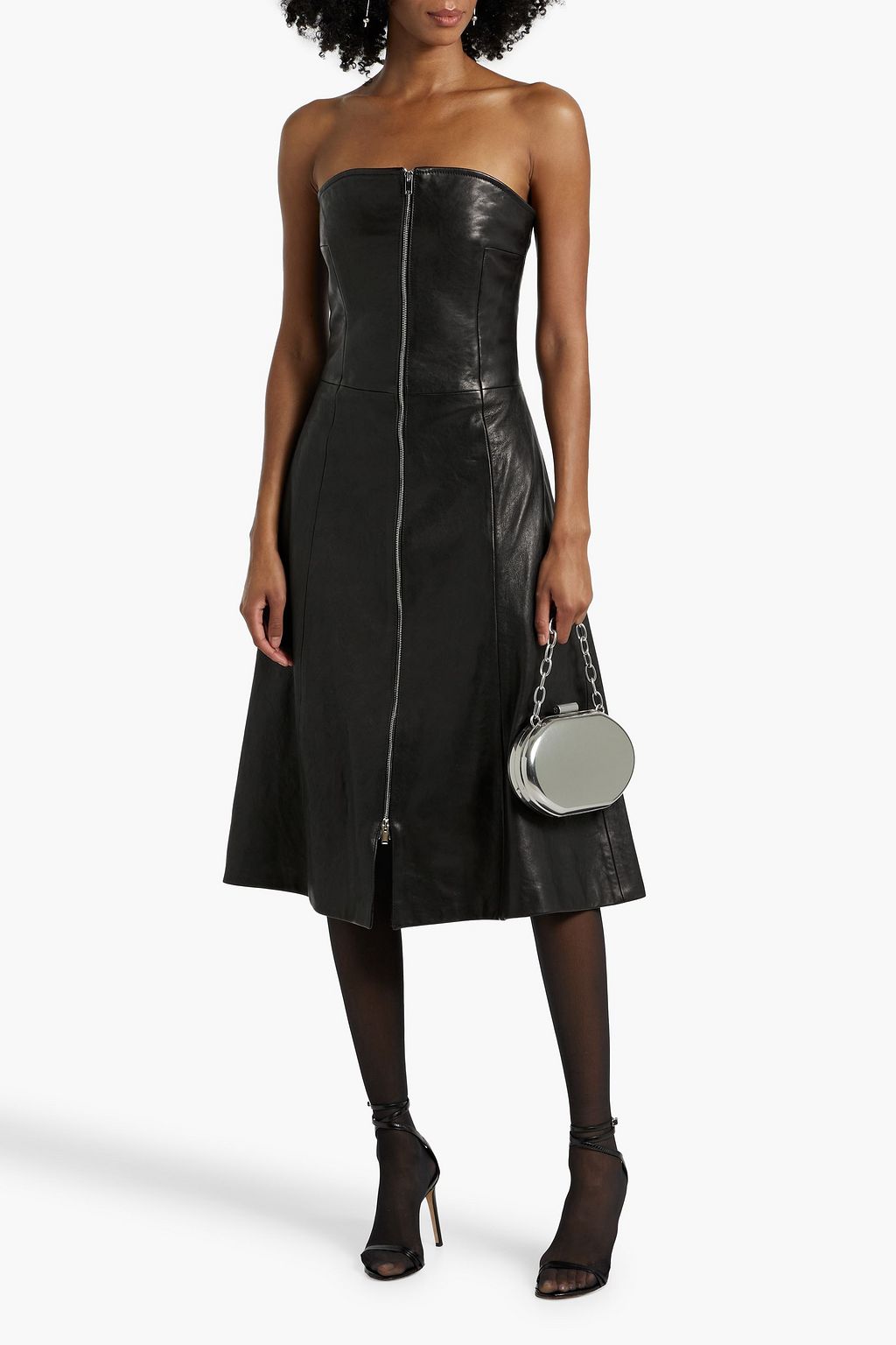 KHAITE Valerie strapless leather midi dress