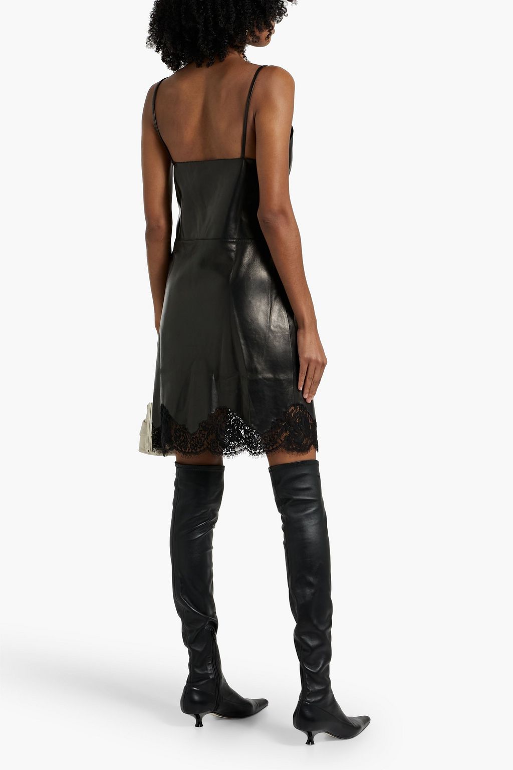 GUCCI Bow-detailed leather mini dress