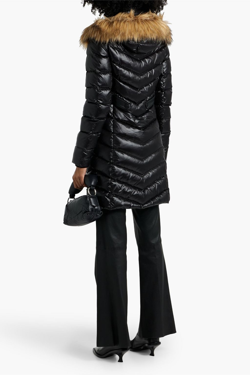 RUDSAK Leather-trimmed quilted shell hooded down coat